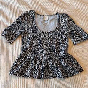 Maeve peplum leopard top